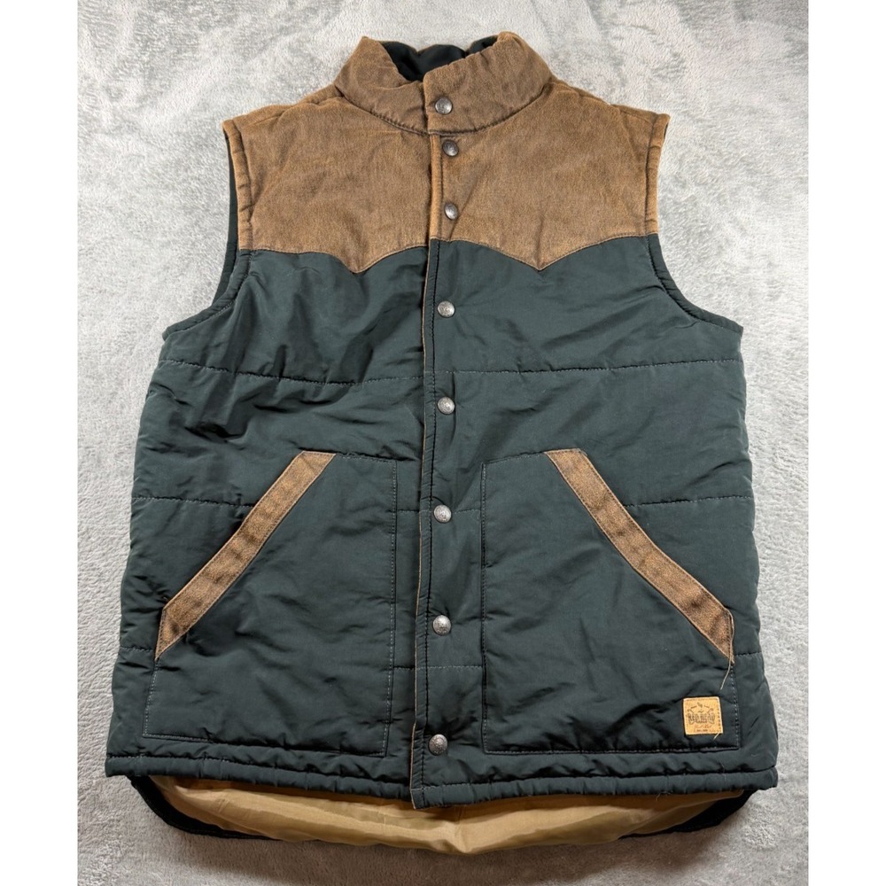 Red Head Ranch Vest Mens L Green Brown Puffer Western Outdoor